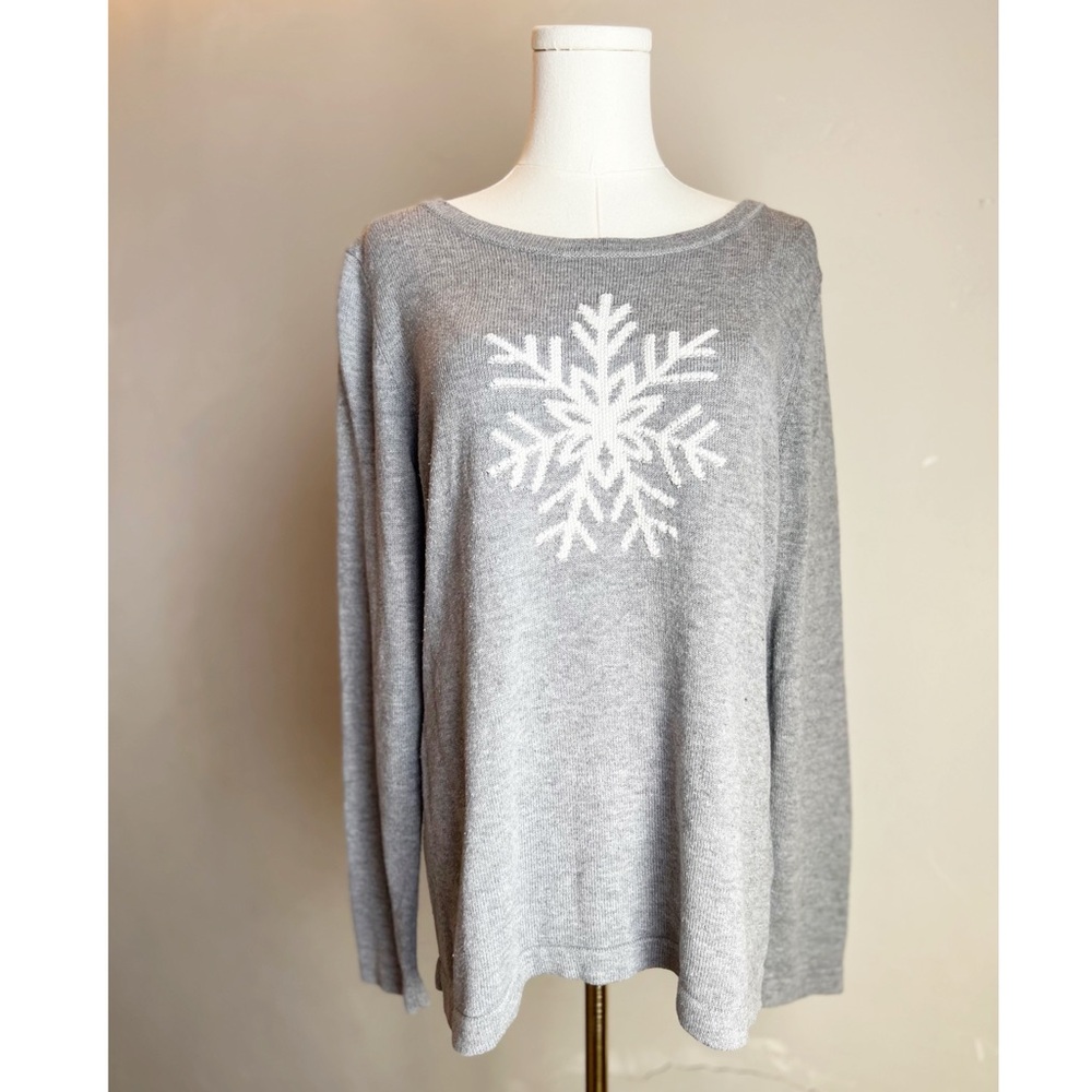 TALBOTS Gray Snowflake Sweater